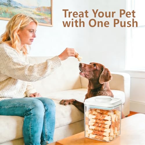 Ankou Airtight Dog Food Storage Container, 2.8 QT, One-Touch Pop Lid, BPA-Free | Clear Stackable Canister for Pet Food & Cat Treats - color: 2.8 Qt