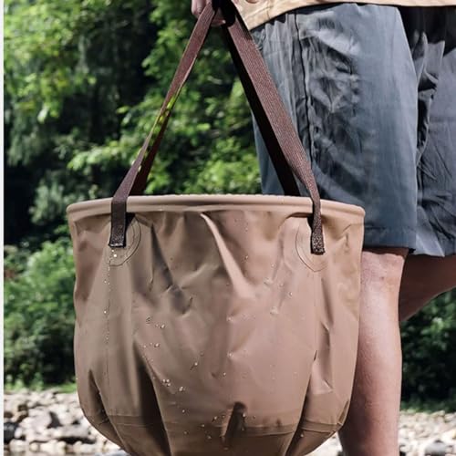 Water Container Foldable Bucket Camping Water Storage Container,Portable Foldable Sink Water Sink for Travel Hiking Fishing Boating Gardening Water Storage Tank for Hiking - color: Bruin