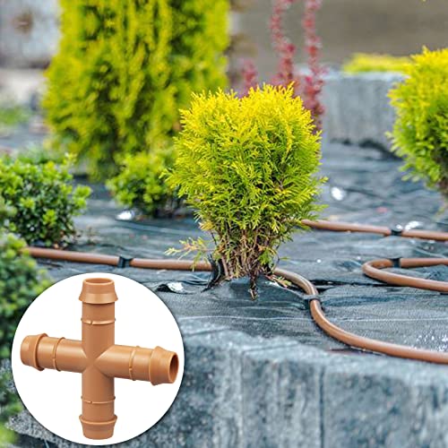 14 Pcs Drip Irrigation Cross Fittings 1/2 Inch, Drip Line Parts Four Way Connectors for 1/2" Irrigation Tubing, Barbed 4 Way Coupling Tee Irrigation System Replacement for Sprinkler Systems - color: 14P Cross
