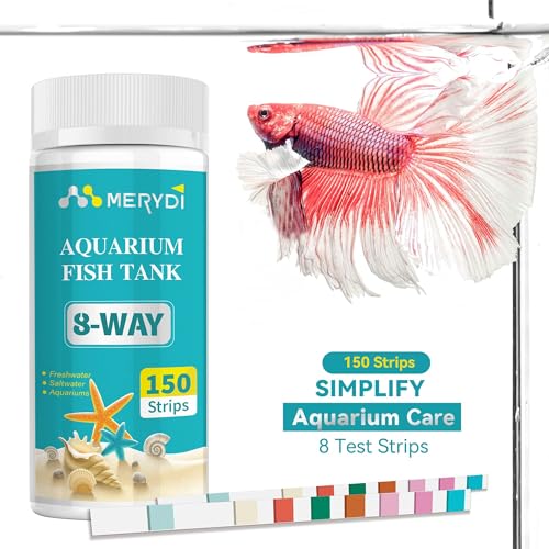 Aquarium Test Strips 8 In 1, 150ct Aquarium Ammonia Test Strips for Saltwater Freshwater Aquariums,Pond Fish Tanks, Aquarium Test Kit-Test pH, Alkalinity,Nitrate,Ammonia and More - color: 8 way aquarium test strips