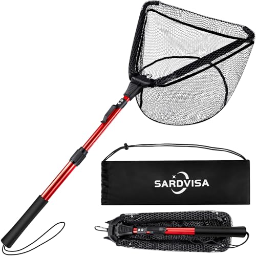 Upgraded Foldable Floating Fishing Net, Tangle-Free Anti-Snag Coated Landing Net, Quick Release & Easy Fold, Portable Fishing Gear for Ranger Boat, Kayak & Trout Salmon Bass Fishing, Gifts for Men - size: 27-35" Extendable