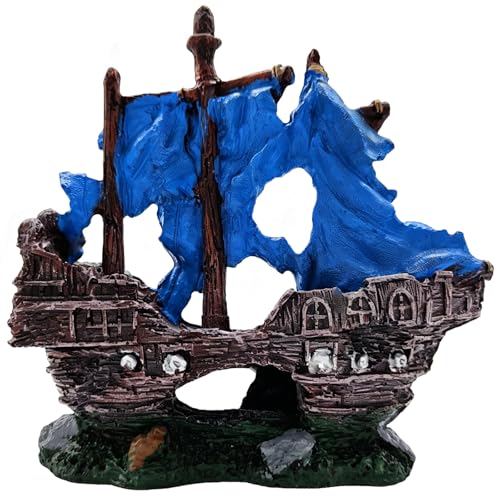 Fish Tank Decoration - Sunken Ship Aquarium Decoration Fish and Shrimp Aquatic Pets can Rest and Hide in Caves (Type-b) - color: Type-b