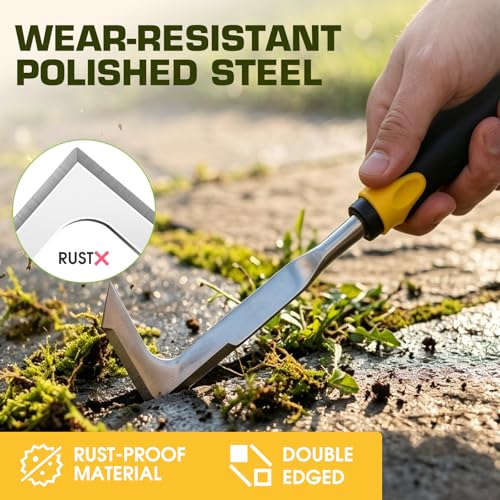 SWANSOFT Crack Weeder – Crevice Weeding Tool for Sidewalk, Driveway & Garden, Garden Tools for Weeding, Heavy-Duty Stainless Steel Crack Weeder Tool,Ergonomic Handheld Crack Weeder