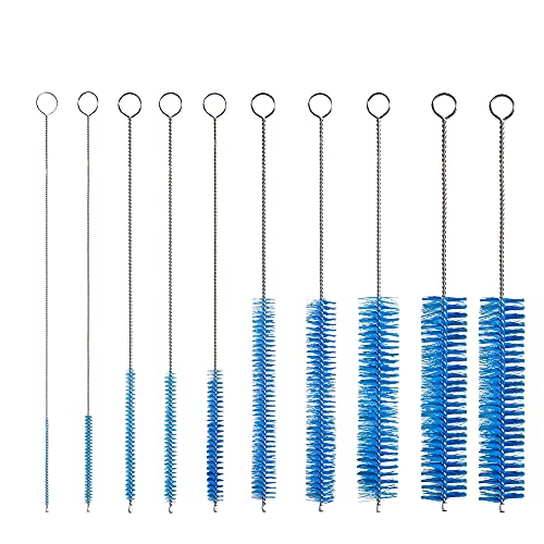 10" Multi-Size Cleaning Brush Set - 10-Pack Tube Cleaners Blue | 10 piece multi-size brush variety, Heavy duty flexible wire stems, Complete deep cleaning kit for straws pipes and bottles - color: Blue, size: 10pk - 2mm 3mm 4mm 5mm 6mm 8mm 12mm 16mm 20mm