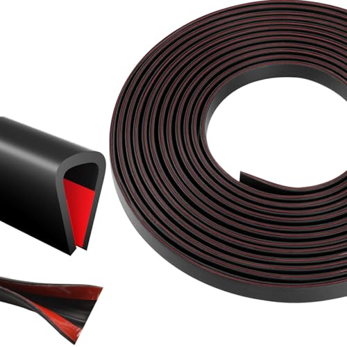 Silicone Edge Trim Self-Adhesive U Channel Silicone Edge Trim Edge Protector for Sheet Metal (Black, Fit 3/16" - L 20') - color: Black, size: Fit 3/16" - L 20'