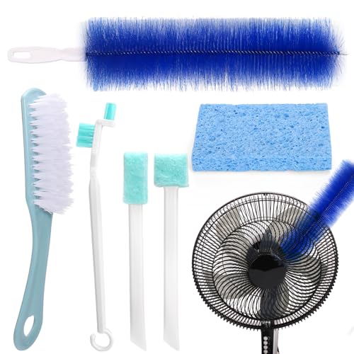 XANGNIER Fan Cleaning Brush Tools Set,6 Pcs Fan Cleaner for Stand up Fan/Desk/Window Exhaust/Box/Oscillating/Standing/Floor/Clip on/Wall/Table/Wall Mount/Pedesta Fan,Bendable Cobweb Duster Remover - color: Multicolor