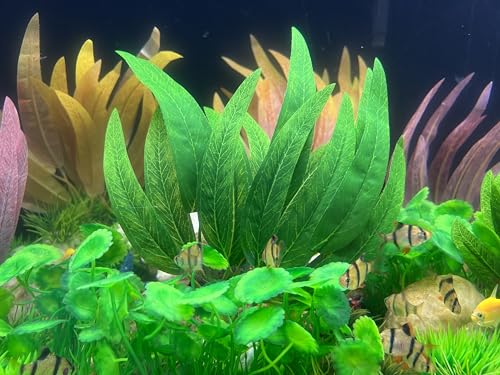 2Pcs Artificial Aquatic Plants Set - Lifelike Silk Fabric Leaves for Aquarium Decoration, Easy to Maintain, Vibrant Underwater Garden (Green)
