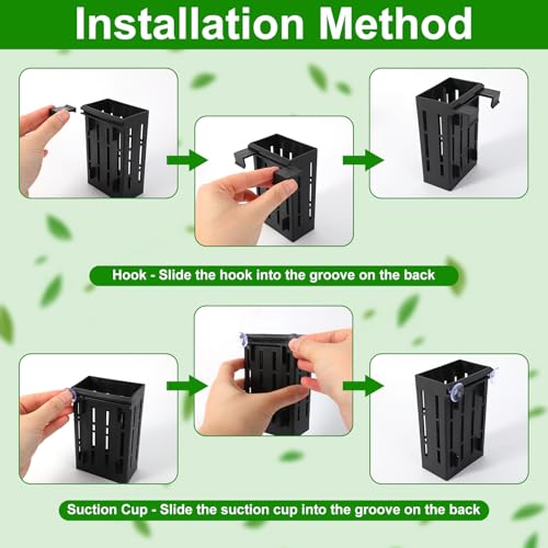 2pcs Aquarium Plant Holder, Plastic Adjustable Upgraded Aquarium Plant Baskets with 12 Extension Hooks and 4 Suction Cups for Fish Tanks and Aquascape Decoration