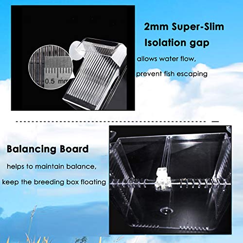 Fish Breeder Box Fish Hatchery Floating Fish Breeding Box with Removable Grating Perfect Fish Tank Divider for Agreesive Injured Pregnant Fishes - size: L