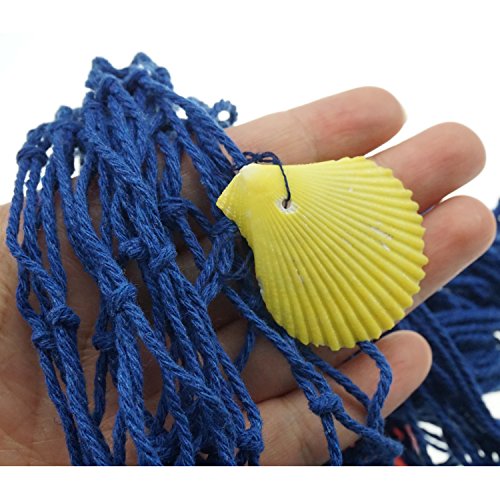 Mediterranean Fishing Net Decoration, Fish Netting with Seashell Decor, Nautical Party Decorations, Blue