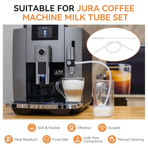 Milk Tube Hose Set with Jura Milk Pipe HP3 Connectors and Hose Brush for Jura Coffee Machines, Coffee Pipe Fit for Jura GIGA 6 10 W10 X5 S8 E8 Z10 Z8 Z7 Z5 Z6 Z8 Z9 J6 J8 J9 S80 WE8 C9, Silicon Tube