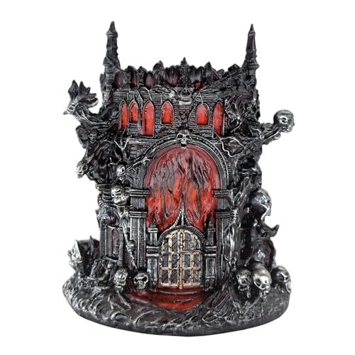 LOOYAR Gothic Inferno Castle Resin Pen Holder for Office & Home Decor | Gothic inferno castle design Premium resin with fine details Holds pens or makeup tools Works For desk vanity aquarium decor