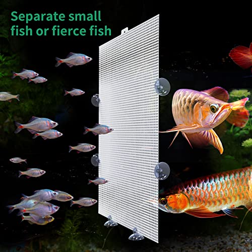 2 Pack Fish Tank Divider, Plastic Grid Cuttable Grid Plate Fish Separator with 12 Suction Cups DIY Designed Clear Easy to Bent 17 * 13in