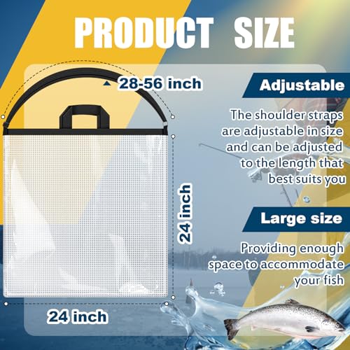 WinnerWhy 2 pcs Fishing Tournament Weigh-In Pouch 24” x 24” Waterproof Live Catch & Release Sack Airtight Fish Handling Gear for Bass & Walleye Competitions