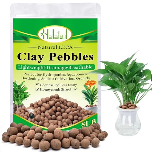 Halatool 8LB Clay Pebbles for Plants 4mm-16mm Lightweight Hydroton Leca Balls for Indoor Potted Plants Hydroponics Gardening Orchids Drainage Decoration Aquaponics - color: 8LB