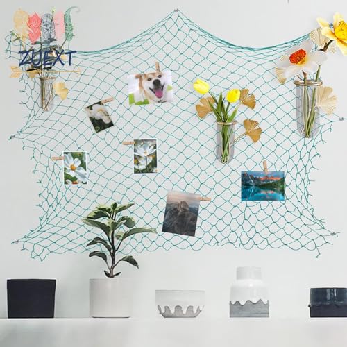 ZUEXT Aqua Decorative Fishing Net 80x40 Inch, Large Picture Fish Net, Wall Photo Hanging Fishnet for Nautical Mermaid Pirate Ocean Themed Hawaii Beach Under the Sea Party Decorations - color: Aqua, size: 80" x 40" - 1 Pack