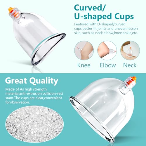 Cupping Therapy Set, 24 Pcs Cupping Set, Professional Cupping Kit for Massage Therapy, Portable Upgrade Cupping with Case, Pump Suction Cups for Cellulite Muscle Pain Relief Physical Therapy - size: 24 CUPS
