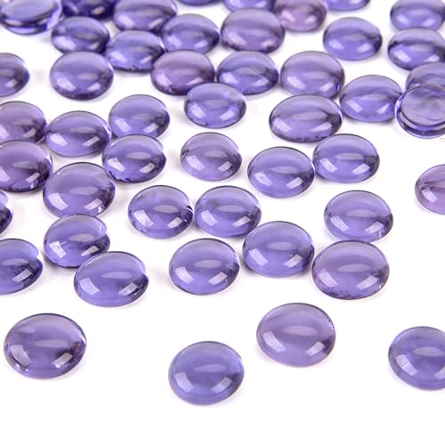 DomeStar 1LB Flat Glass Marbles, Purple Decorative Marbles for Vases Aquarium Pebbles Fish Tank Rocks Vase Fillers DIY Crafts Table Scatter Decor - color: Purple