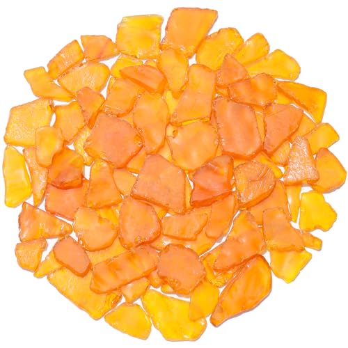 QYGL Sea Glass for Crafts - 14oz Orange Frosted Seaglass Pieces - Vase Filler and Aquarium Ornament, DIY Craft Supplies for Art, Beach Weddings, and Home Decor - color: Orange