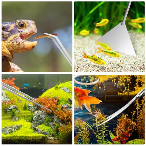 Cooclensportey Aquascape Tools - 4PCS Premium Aquascaping Tools Kit, Enduring Aquarium Tools Include Aquarium Scissors Tweezers and Algae Scraper, Terrarium Supplies for Fish Tank