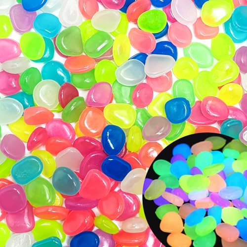 Glow in The Dark Fish Tank Rocks,Glowing Rocks Stones Resin Glow in Dark Pebbles for Outdoor Garden, Fish Tank, Aquarium, Landscaping,Driveway Decoration,Multi 1.4 Lb - color: 2-Multi, size: 1.4 LB