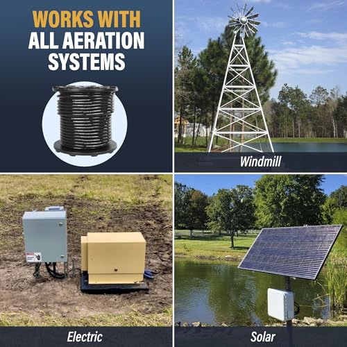 Weighted Airline for Pond Aeration – 1/2" Inside Diameter | 500ft Spool | Self-Sinking Rubber Air Hose | Heavy-Duty Tubing for Aerators & Diffusers | Flexible & Durable - style: 500ft. of 1/2in. Weighted Air Line