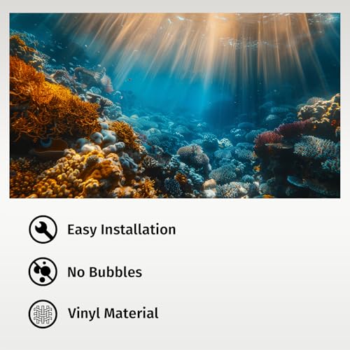 Aquarium Background, Ocean Fish Tank Background, Terrarium Background Cloth 48 x 18 inches - color: 1 pack, size: 48x18in