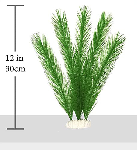 Norgail Aquarium Plastic Silk Plant Decorations Fish Tank Artificial Green Water Plants Made of Silk Fabrics, Safe for All Fish & Pets Large 3Pcs