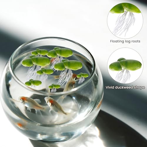 Skrfren 36 Pack Artificial Mini Duckweed with Root, Artificial Floating Plant Plastic Aquarium Simulation Floating Plants for Aquarium Tank Decor