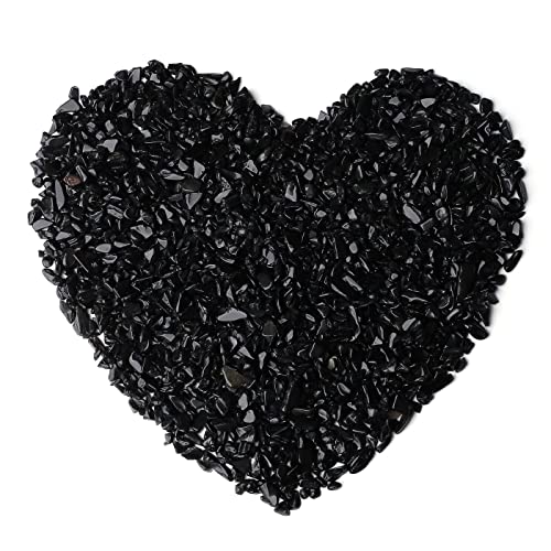 LAIDANLA Obsidian Crushed Stone Crystal Chips Bulk Natural Gemstones Healing Reiki Crystals Mini Quartz Vase Filler Aquarium Gravel 100g - color: Black- Obsidian, size: 0.22 Pound-（0.2"-0.28"）