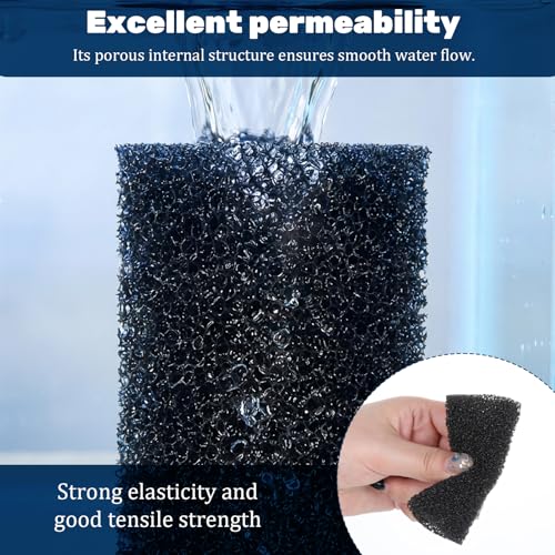 6 Pcs Aquarium Filter Sponge, Pre-Filter Sponge Foam Replacement Filtration Kit, Round Black Foam-Filter, Aquarium Pre Filter-Foam Rolls, Replacement Foam Cover