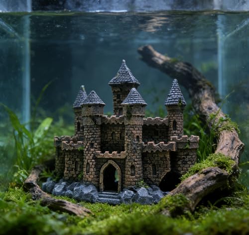 M2cbridge Aquarium Decor Castle Shipwreck Ornament Underwater Landscape(Mountain Castle) - color: Mountain Castle