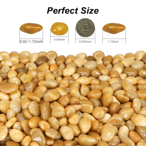 Fish Tank Rocks,Virekm River Rocks, Decorative Ornamental Pebbles Garden Landscaping Stones Gravel Filler for Home Decoration Flower Bed Fish Tank Plants Vases Succulents - color: yellow, size: 10 Pounds