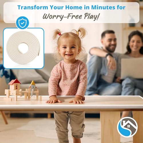 Premium 12ft Edge Protector for Baby, Odorless Foam Cushion with Strong Adhesive Tape, Non-Toxic to Baby Proof Corners and Edges, Wall Corner Protector & Desk Edge Cushion White - color: Beige, size: 12ft