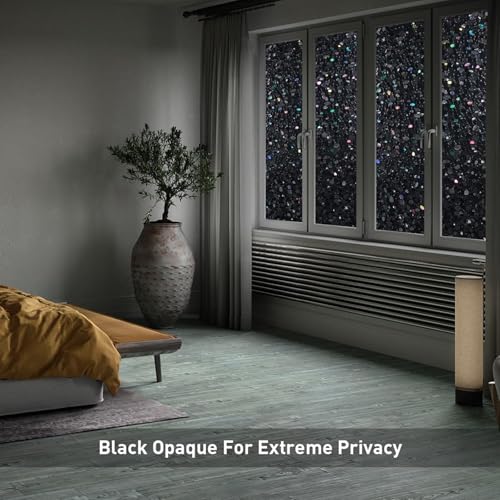 LEMON CLOUD Total Blackout Window Film, Vinyl Clings, Stained 3D Decorative Stickers for Glass, Static Door Window Covering, Privacy Window Blackout Film, Self-Adhesive, Black Pebble(17.5In X157.4In) - color: Black-pebble Pattern, size: 17.5 x 157.4 Inch