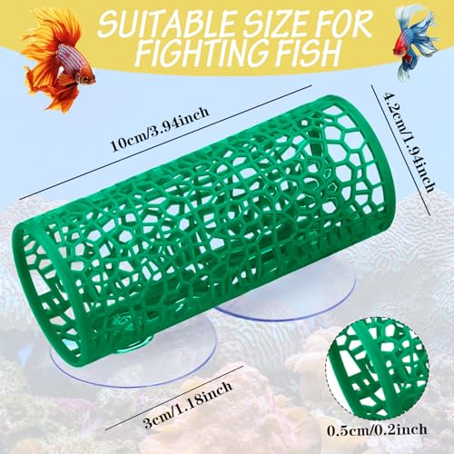 Honeydak 2 Pcs Betta Fish Tank Accessories Betta Tunnel Fish Toys Safe Hollow Hammock Cave Aquarium Decor with Suction Cups for Small Shrimp Reptile Guppies(Green,Hideout Tube) - color: Green