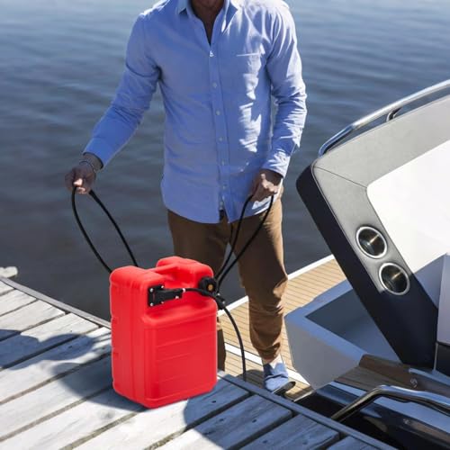 GarveeTech Marine Tank, 6 gal Outboard Marine Boat Transfer Tank with 9.8 ft Hose, Gauge, I-Shaped Handle, Easy to Carry for Outboard Engine Boats,Fishing Boat, Deck Boat,Yacht
