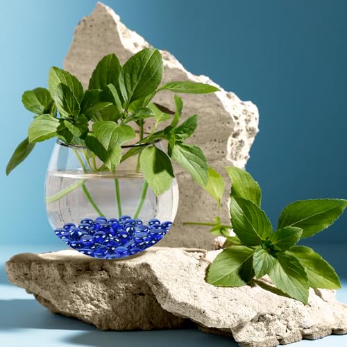 5lb Dark Blue Glass Marbles for Vase, 500 pcs Dark Blue Flat Glass Beads, Decorative Pebbles for Vase Fillers, Fish Tank, Plants, Flower Pots, Fountains, Crafts, Aquarium Rocks and Home Decor - color: Dark Blue, size: 5LB