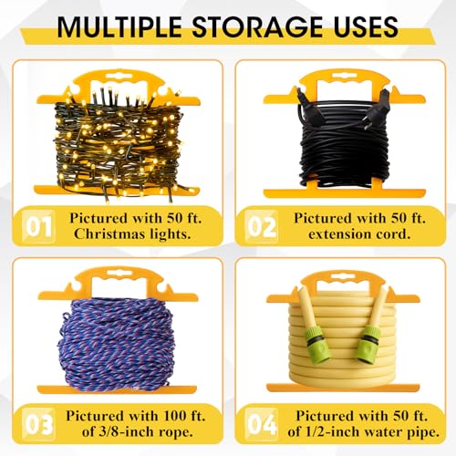 Ripeng 2 Pcs Heavy Duty Extension Cord and Hose Reel with Carrying Handle, Durable ABS H-shape Design Fits 100ft Cord Cable or Water Hose, 50ft Soaker Tube Management (Yellow & Black) - color: Yellow & Black