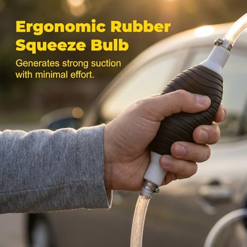 Multifunctional Liquid Siphon Pump, Hand Fuel Transfer Pump, Large Diameter Manual Fluid Extractor for Gasoline, Fuel, Diesel, Water, Fish Tank - With 3.2/4.9/6.5/9.8ft Hose (2, With 4.9ft Hose)
