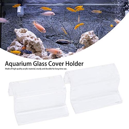ZJchao 4-Pack Clear Aquarium Glass Cover Clips – Rimless Lid Holders Compatible with Flat- Fish Tanks, Secure Adhesive- Support for Glass Canopy Covers