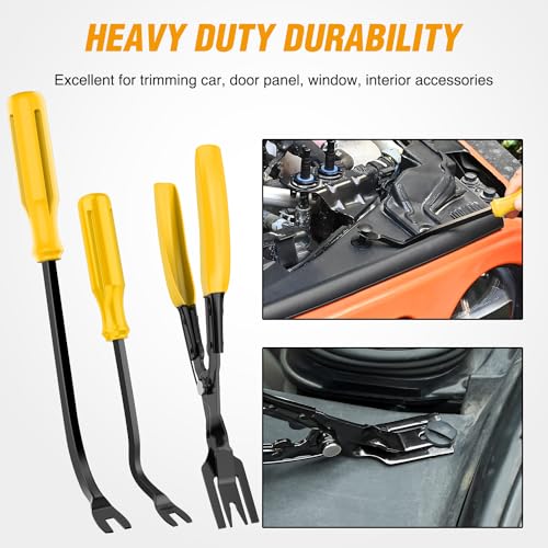 GOOACC 330Pcs Trim Removal Tool, Auto Push Pin Bumper Retainer Clip Set Fastener Terminal Remover Tool Adhesive Cable Clips Kit Car Panel Radio Removal Auto Clip Pliers, Yellow - color: Yellow