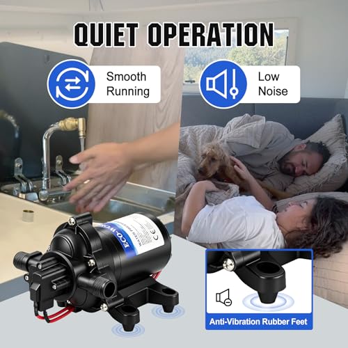 ECO-WORTHY RV Fresh Water Pump 12V DC 3.5GPM 45PSI with Pressure Switch, 12Volt Self Priming Water Pressure Diaphragm Pump On demand for RV Yacht Camper Sprayer Food Truck Black - size: 3.5GPM-45PSI-12V-Standard Package