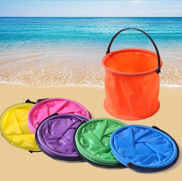 ASEANAO Collapsible Water Bucket, Collapsible Bucket with Handle, Collapsible Water Bucket for Camping,Outdoor,Fishing,Cleaning (Orange), 95556 - color: Orange