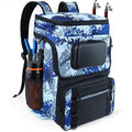 Fishing Backpack with Rod Holder, Large 50L Tackle Bag Water Resistant Tackle Backpack Heavy Duty Fishing Bag Gift for Men Woman - color: Blue Camo without Tackle Boxes or Fishing Tools