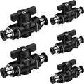 Flutesan 5 Pcs 1/4" x 1/4" OD Push to Connect Pneumatic Ball Valve PVC Air Flow Control Valve Quick Connect Tube Fittings Air Line Hose Fittings - size: 1/4" x 1/4" OD
