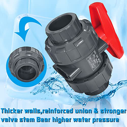 PVC Union Ball Valve, 1" Inch (DN25) True Union Full Flow Ball Valve with ASTM EPDM O-ring, Slip Socket, Full Port for Water System - color: 1inch-1Pc
