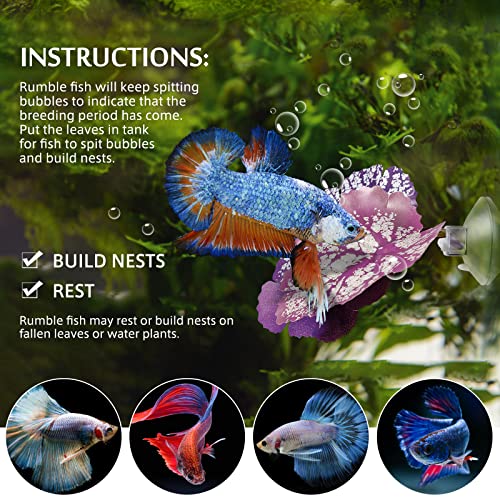 iplusmile Aquarium Leaf Hammock with Suction Cup Fish Tank Decoration Realistic Simulated Aquatic Plant Resting Spot for Betta Fish Stress Relief