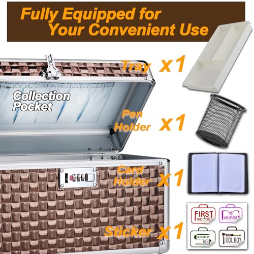 Portable Combination Lock Storage Box with Handle – Multipurpose Locking Case for Home & Outdoor Use, Secure Storage for Accessories, Medicine, Cosmetics, Toys & Tools (Brown, Medium) - color: Brown, size: Medium