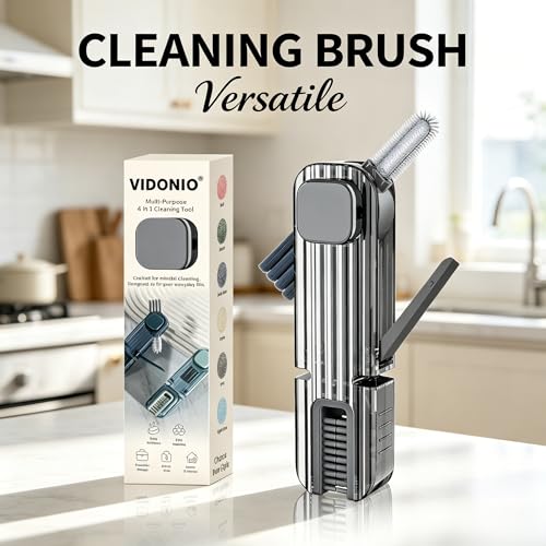 VIDONIO 4 in 1 Cup Lid Gap Cleaning Brush, Multifunctional Insulation Bottle Cleaning Tools, Mutipurpose Tiny Silicone Cup Holder Cleaner, Home Kitchen Cleaning Tools - style: 1Pc Grey